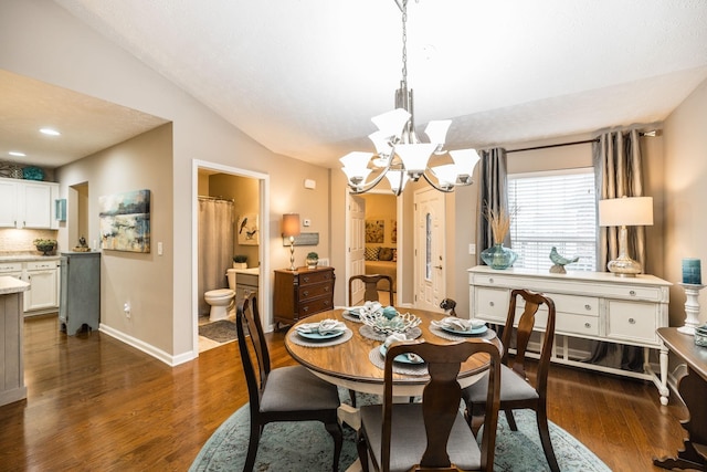 395 Devon Chase Hl Unit 3002, Gallatin, TN 37066 - dining room featuring a chandelier, dark wood-style floors, and vaulted ceiling