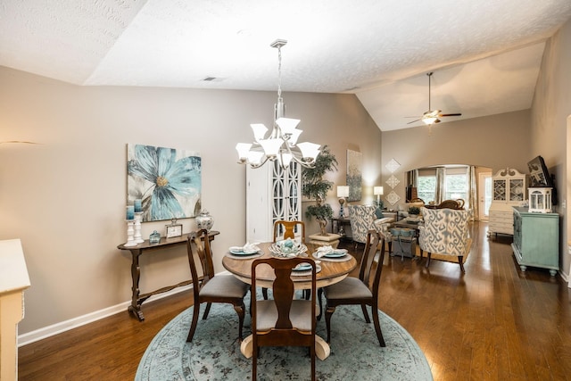 395 Devon Chase Hl Unit 3002, Gallatin, TN 37066 - dining space featuring a ceiling fan, a chandelier, wood finished floors, high vaulted ceiling, and arched walkways