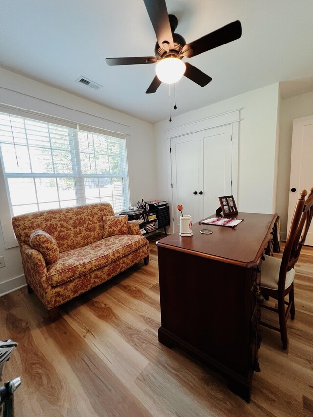 543 2nd Ave N, Lewisburg, TN 37091 - office with a ceiling fan and wood finished floors
