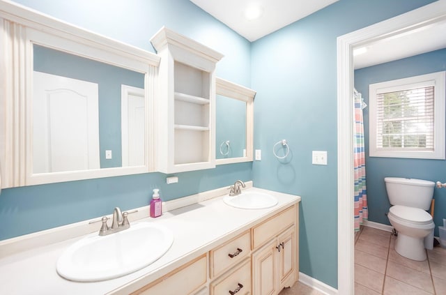118 Stonebridge, Selmer, TN 38375 - bathroom featuring double vanity, tile patterned flooring, and a shower with shower curtain