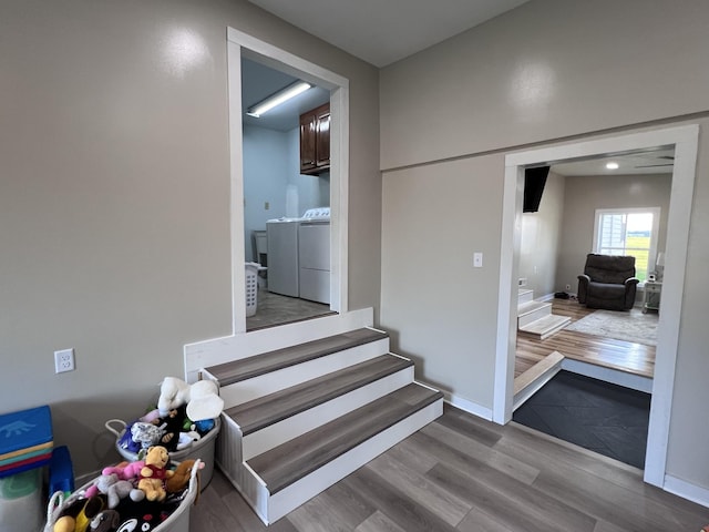 11 Jess Long Ln, Hillsboro, TN 37342 - stairs with independent washer and dryer and wood finished floors