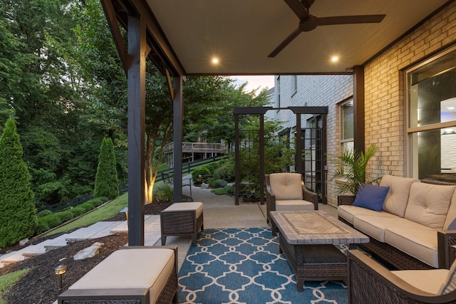 6826 Falls Ridge Ln, College Grove, TN 37046 - view of patio featuring an outdoor hangout area and a ceiling fan