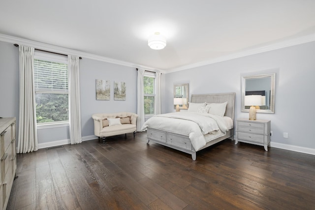 6826 Falls Ridge Ln, College Grove, TN 37046 - bedroom with ornamental molding, dark wood-type flooring, and multiple windows