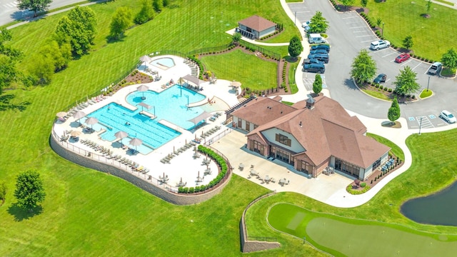 6826 Falls Ridge Ln, College Grove, TN 37046 - drone / aerial view of a pool area