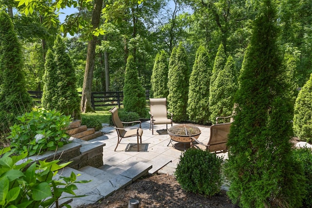 6826 Falls Ridge Ln, College Grove, TN 37046 - view of patio featuring an outdoor fire pit