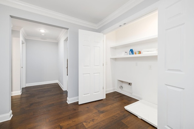 6826 Falls Ridge Ln, College Grove, TN 37046 - mudroom featuring dark wood finished floors and crown molding