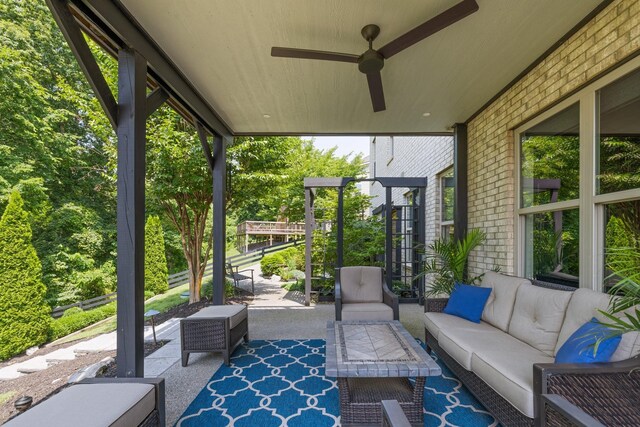 6826 Falls Ridge Ln, College Grove, TN 37046 - view of patio / terrace with outdoor lounge area and ceiling fan