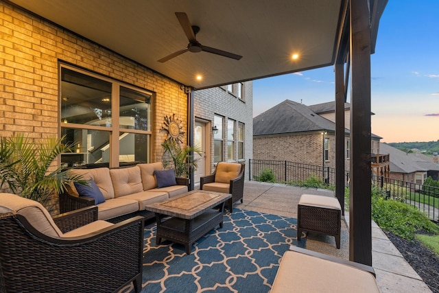 6826 Falls Ridge Ln, College Grove, TN 37046 - view of patio / terrace with an outdoor living space and ceiling fan