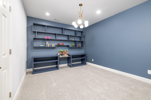 6826 Falls Ridge Ln, College Grove, TN 37046 - interior space featuring carpet flooring, a chandelier, and recessed lighting