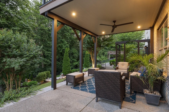 6826 Falls Ridge Ln, College Grove, TN 37046 - view of patio with an outdoor living space and ceiling fan