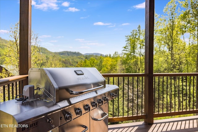201 Laurel Oaks Way, Gatlinburg, TN 37738 - deck with a view of trees and exterior kitchen