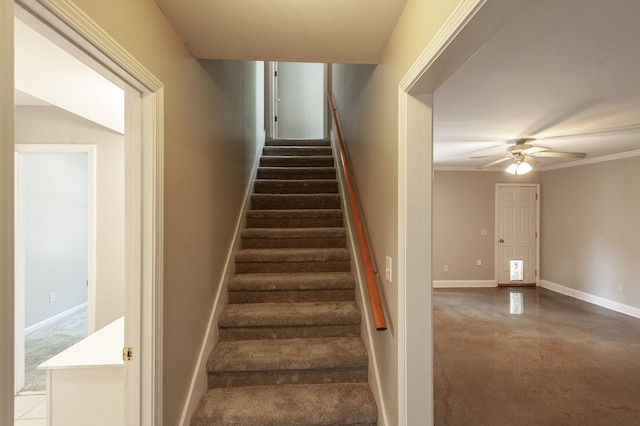 102 Buckhaven Ct, Hendersonville, TN 37075 - staircase featuring ceiling fan and concrete flooring