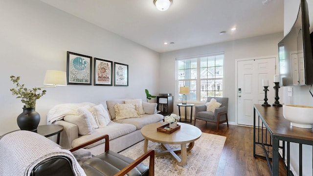 615 Old Hickory Blvd Unit 604, Nashville, TN 37209 - living area featuring dark wood-type flooring and recessed lighting