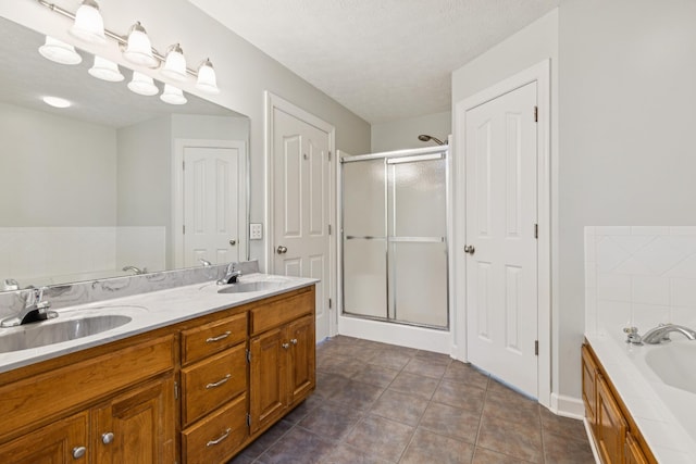 209 Taylor Creek Ln, Chapel Hill, TN 37034 - bathroom with a stall shower, a garden tub, double vanity, and tile patterned flooring