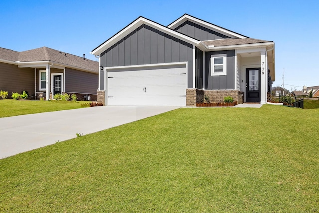 7178 Lang Ave, White House, TN 37188 - craftsman inspired home with board and batten siding, a garage, concrete driveway, a front lawn, and brick siding