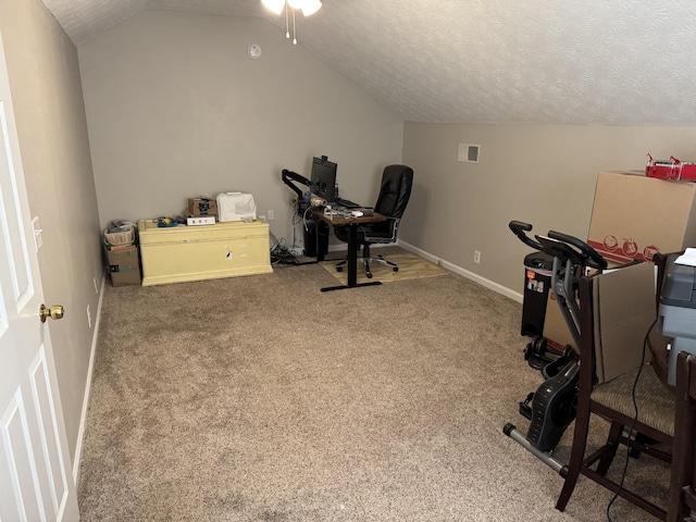 1114 Lea Cir, Lebanon, TN 37087 - office space with carpet floors, lofted ceiling, ceiling fan, and a textured ceiling