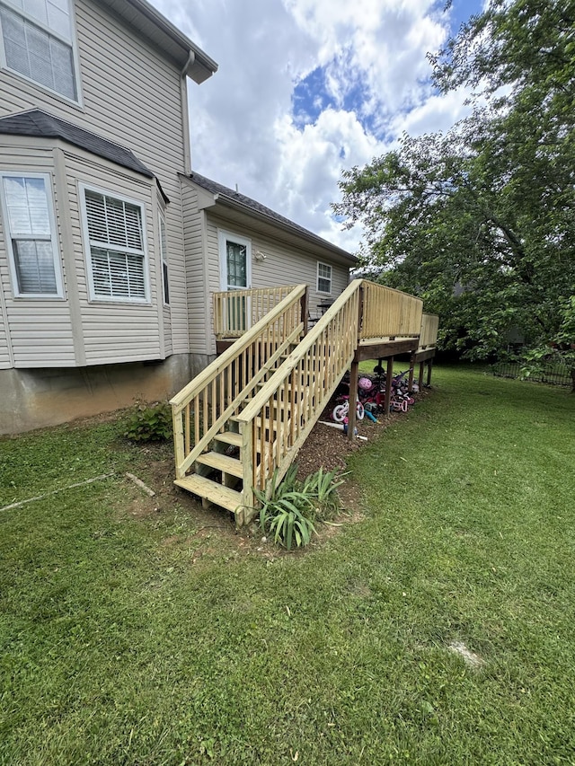 1114 Lea Cir, Lebanon, TN 37087 - view of green lawn featuring stairway and a deck