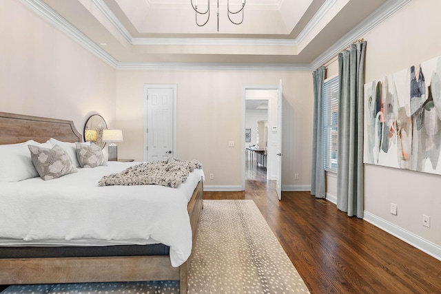104 Majestic Ln, Franklin, TN 37064 - bedroom with wood finished floors, a chandelier, crown molding, and a tray ceiling
