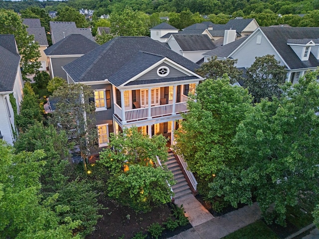 104 Majestic Ln, Franklin, TN 37064 - view of front of home featuring stairway, a porch, and roof with shingles