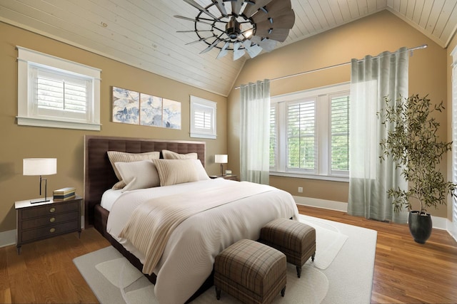4310 Kings Camp Ct, Arrington, TN 37014 - bedroom featuring vaulted ceiling, wooden ceiling, wood finished floors, and a ceiling fan