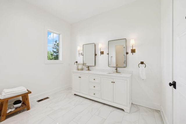973 Hall Cemetery Rd, Burns, TN 37029 - bathroom with marble finish floors and double vanity