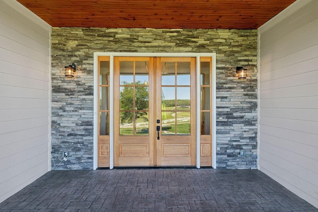 973 Hall Cemetery Rd, Burns, TN 37029 - property entrance with french doors and stone siding
