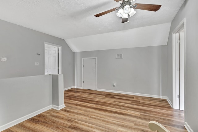 141 Springbrook Pl, Joelton, TN 37080 - bonus room featuring lofted ceiling, ceiling fan, light wood-style flooring, and a textured ceiling