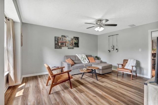 141 Springbrook Pl, Joelton, TN 37080 - living area featuring light wood-type flooring, a ceiling fan, and a textured ceiling