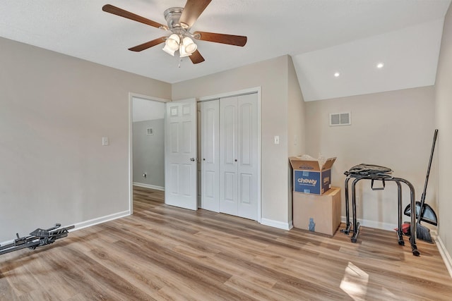 141 Springbrook Pl, Joelton, TN 37080 - workout area featuring light wood-type flooring and ceiling fan