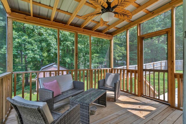 141 Springbrook Pl, Joelton, TN 37080 - sunroom with a ceiling fan and an outdoor living space