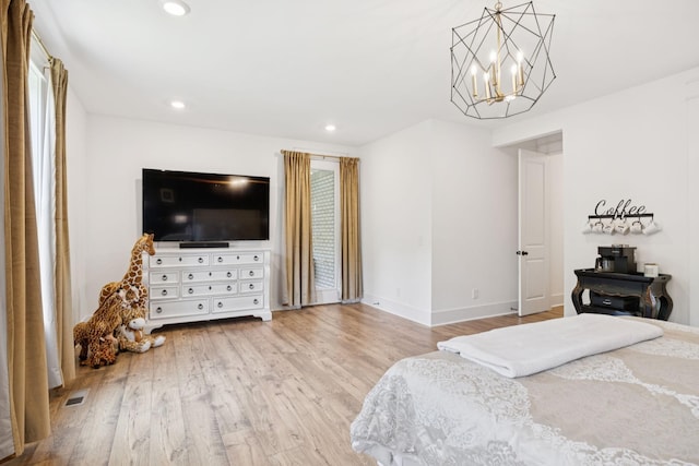 5128 Terravista Ln, Franklin, TN 37064 - bedroom featuring wood finished floors, a chandelier, and recessed lighting