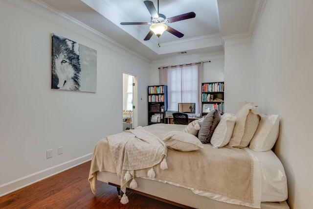 2003 Rural Plains Cir, Franklin, TN 37064 - bedroom with a raised ceiling, ornamental molding, wood finished floors, and ceiling fan