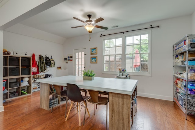 2003 Rural Plains Cir, Franklin, TN 37064 - dining space with light wood finished floors, a ceiling fan, and lofted ceiling