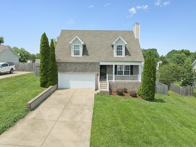 1882 Portway Rd, Spring Hill, TN 37174 - cape cod home with a porch, brick siding, driveway, a garage, and a shingled roof