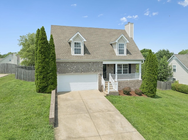 1882 Portway Rd, Spring Hill, TN 37174 - new england style home with a porch, brick siding, roof with shingles, driveway, and a chimney