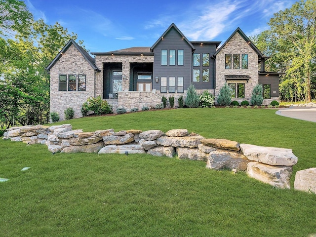 6128 Lookaway Cir, Franklin, TN 37067 - view of front of property with stone siding and a front yard
