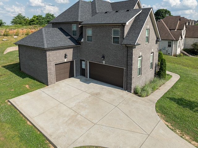 160 Dobson Knob Trl, Nolensville, TN 37135 - view of property exterior with brick siding, a yard, roof with shingles, driveway, and an attached garage