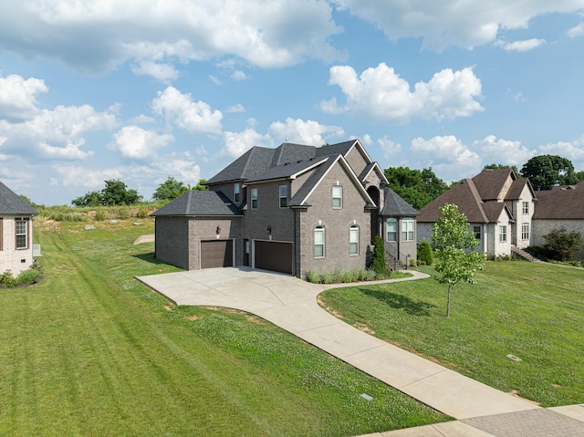 160 Dobson Knob Trl, Nolensville, TN 37135 - view of front facade with a garage, driveway, a front yard, and brick siding