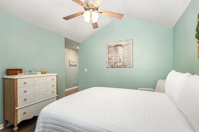 414 Manor Row, Pleasant View, TN 37146 - bedroom with lofted ceiling, dark wood-style flooring, and ceiling fan