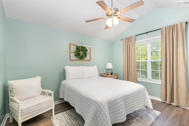 414 Manor Row, Pleasant View, TN 37146 - bedroom featuring lofted ceiling, wood finished floors, and ceiling fan