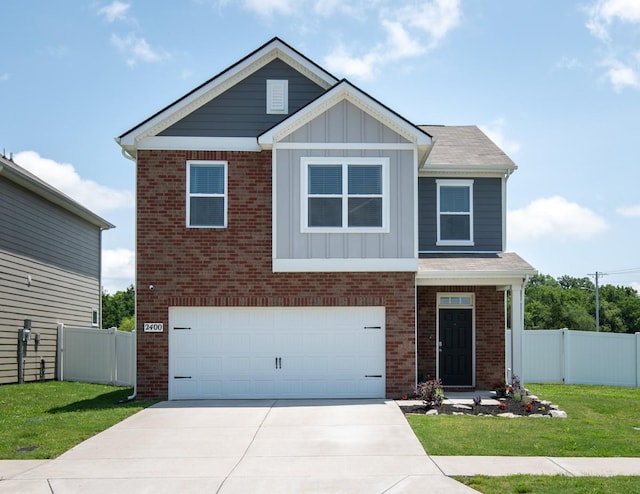 2400 Kaycee Ct, Lebanon, TN 37087 - craftsman house with board and batten siding, an attached garage, concrete driveway, and brick siding
