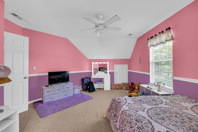 1128 Tiftonia View Rd, Chattanooga, TN 37419 - bedroom featuring carpet, lofted ceiling, and a ceiling fan