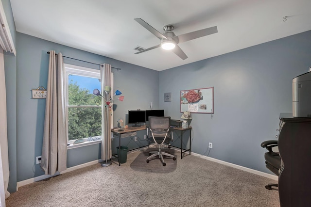 206 Stillcreek Dr, Franklin, TN 37064 - carpeted office featuring baseboards and ceiling fan