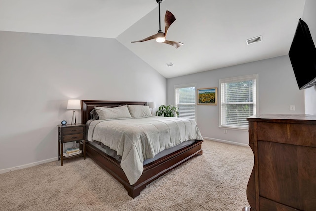 206 Stillcreek Dr, Franklin, TN 37064 - bedroom with lofted ceiling, light carpet, and ceiling fan