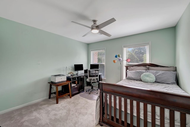 206 Stillcreek Dr, Franklin, TN 37064 - bedroom featuring a desk, light colored carpet, and ceiling fan