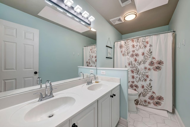 206 Stillcreek Dr, Franklin, TN 37064 - full bathroom featuring double vanity, tile patterned floors, and curtained shower