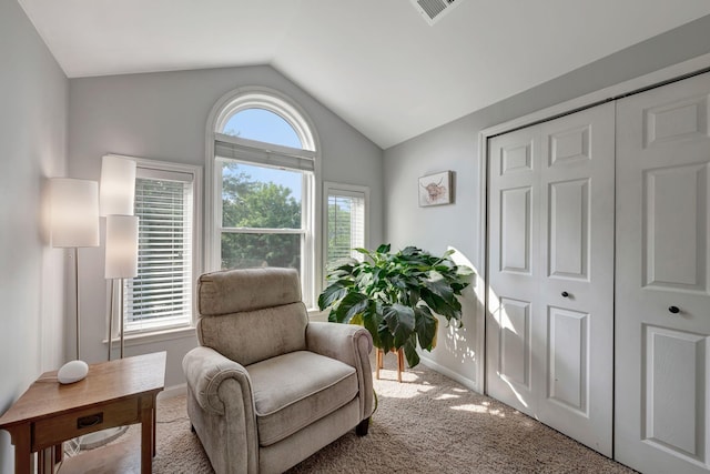 206 Stillcreek Dr, Franklin, TN 37064 - sitting room with vaulted ceiling and carpet flooring