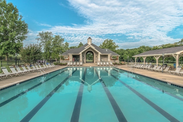 206 Stillcreek Dr, Franklin, TN 37064 - community pool with a patio area and view of scattered trees