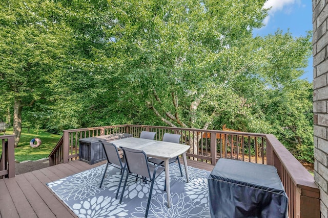 206 Stillcreek Dr, Franklin, TN 37064 - wooden terrace featuring outdoor dining space