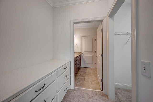 301 Criddle St Unit 304, Nashville, TN 37219 - bathroom with vanity, ornamental molding, and a spacious closet